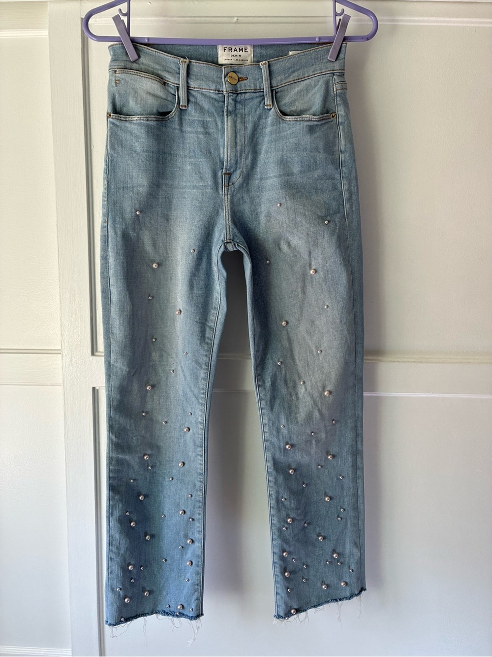Frame Le High Denim Light Blue Jeans- Pearls